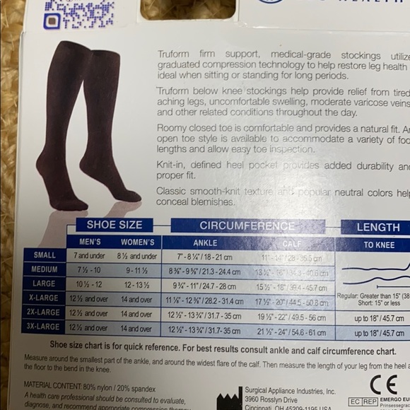 TruForm Men or Womens Compression socks Black - Picture 3 of 8